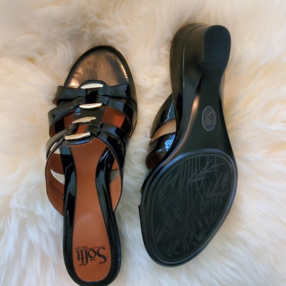 SOFFT  ABBY - Black patent leather strappy sandal  size 9.5 medium - Picture 3 of 4